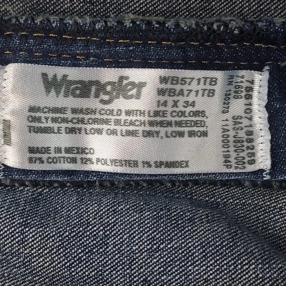Wrangler Blues Jeans Women 14 x 34 Blue Straight Leg Dark Wash WB571TB - Picture 4 of 5
